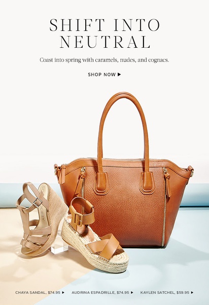 tote bag, leather handbag, wedge sandals, espadrille shoes, women sandals, shoulder bag, new arrival, brand awareness, minimalist, editorial, calm, warm, brown, neutral, spring campaign